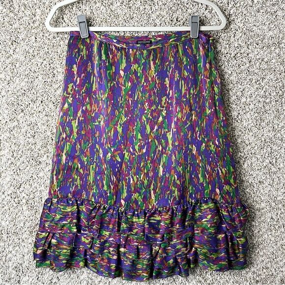 Magaschoni Skirt Women’s 6 Collection Multicolored Tiered Ruffle Hem 100% Silk - Picture 1 of 5